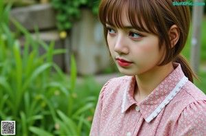 A woman in a green dress posing for a picture.