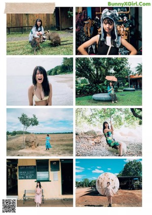 A collage of photos of a woman taking a selfie.