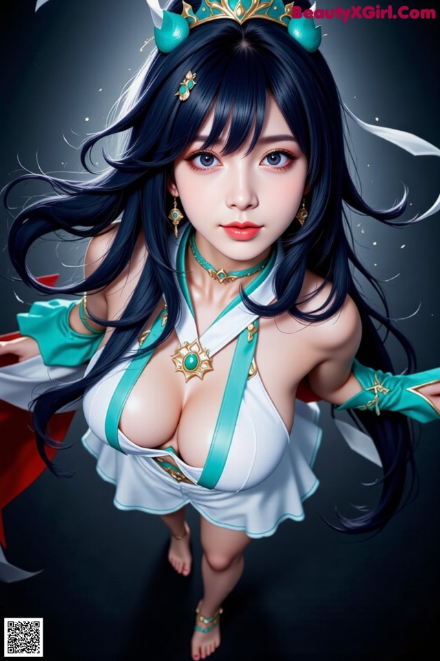 Hentai - Under the Radiance of Celestial Grace Set.2 20250124 Part 7 No.011d99 A woman with long black hair wearing a white dress and a crown.