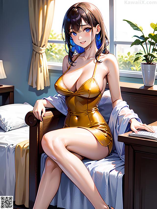 Hentai - 华彩繁花 Set 1 20230602 Part 29 No.c421ca A woman in a yellow dress sitting on a bed.