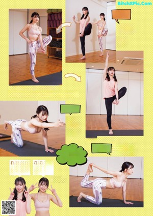 A woman in a yoga pose is shown in a magazine.